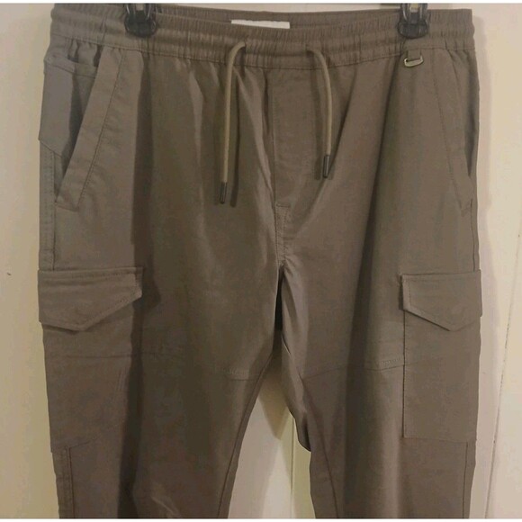 Projek Raw Pants Mens Medium Chocolate  Taper Leg Cargo Utility Casual Trousers - Picture 3 of 6